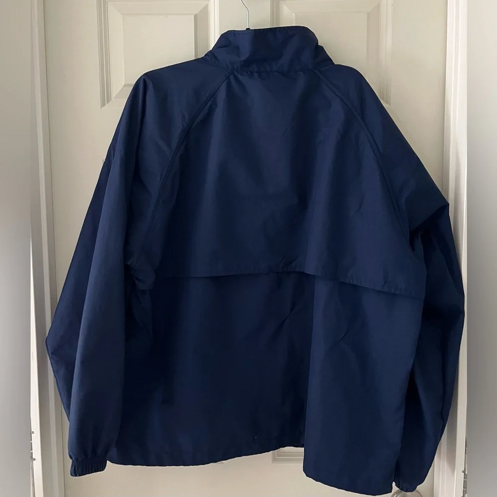Men’s Land’s End navy blue golf windbreaker, XL half zip multiple pockets